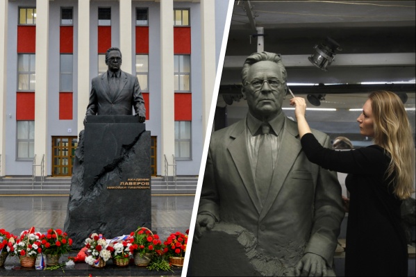 Так памятник выглядит уже после открытия, а справа — кадр из мастерской, где над ним работала Виктория Тищенко Так памятник выглядит уже после открытия, а справа — кадр из мастерской, где над ним работала Виктория Тищенко