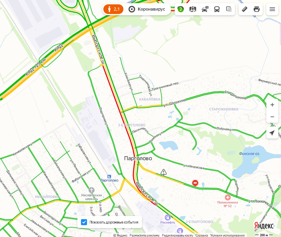 пробка на выборгском шоссе сейчас