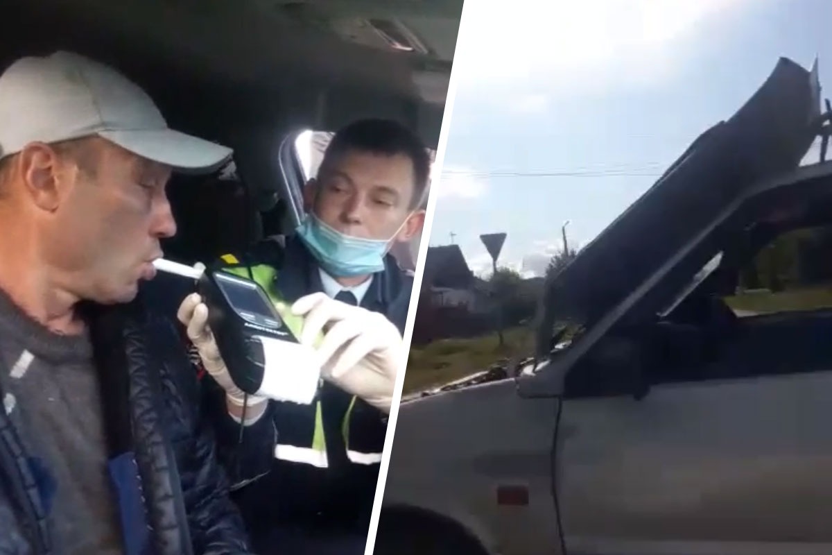 На Урале пьяного водителя, удиравшего от гаишников, затормозил открывшийся капот: видео