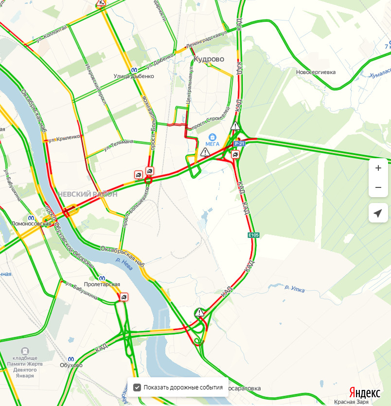 Пробки на каде в спб сейчас карта онлайн