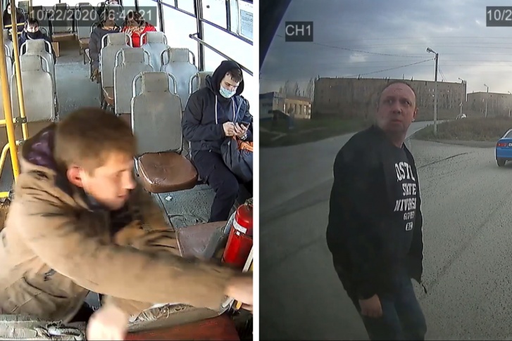 Слева — кондуктор автобуса, справа — депутат Олег Сидоров