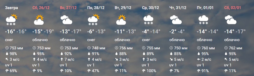 По данным сервиса погоды Mail.ru, ночью 31 декабря будет всего <nobr class="_">-4 °С</nobr>