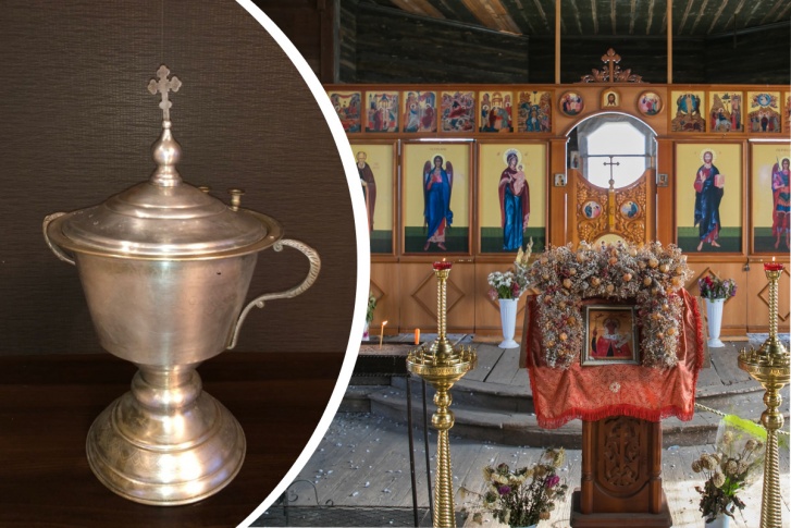 Старинная чаша предназначена для деревянной церкви в Барабаново Старинная чаша предназначена для деревянной церкви в Барабаново
