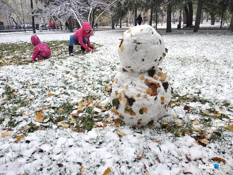Дети уже слепили снеговичка! Дети уже слепили снеговичка!