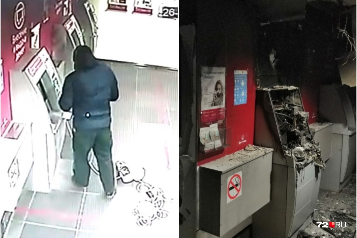 Неизвестный мужчина уничтожил банкомат