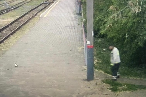 Пара выпивала в кустах справа от перрона Пара выпивала в кустах справа от перрона