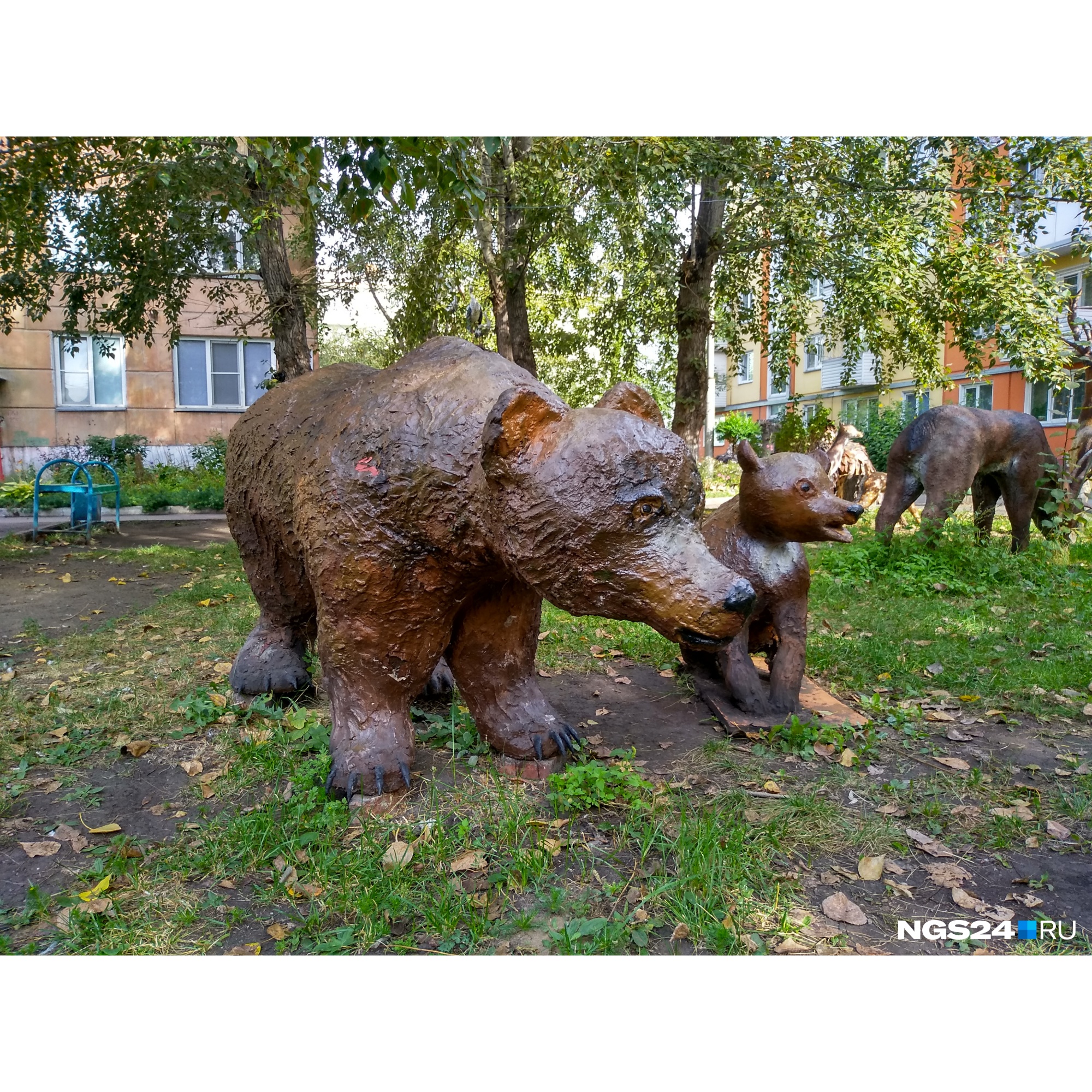 На центральной части двора разгуливает семейство медведей На центральной части двора разгуливает семейство медведей