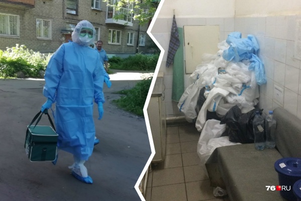 На рыбинской станции скорой помощи вот как-то так обращаются с защитными костюмами На рыбинской станции скорой помощи вот как-то так обращаются с защитными костюмами