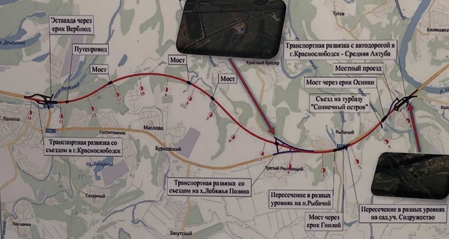 Красным выделена проектируемая дорога, коричневым — действующая Красным выделена проектируемая дорога, коричневым — действующая
