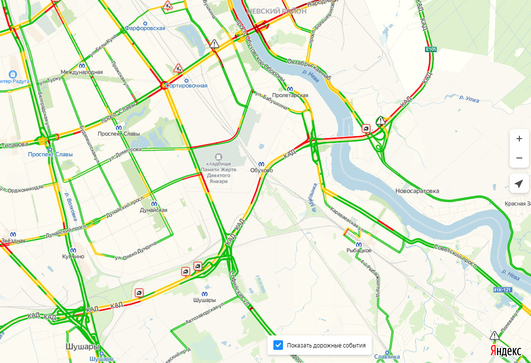 Спб дорожная обстановка сейчас карта