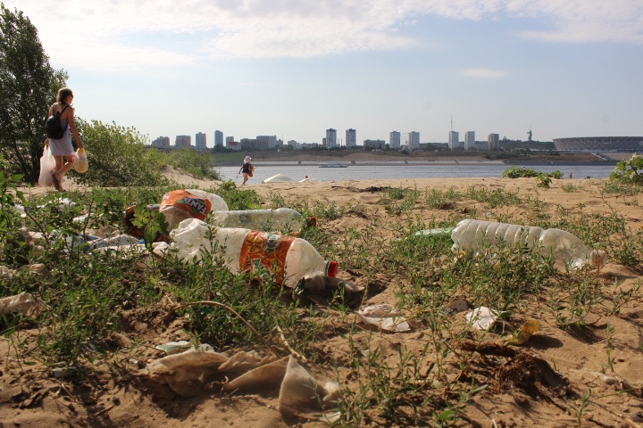«Люди не привыкли убирать за собой»: самый популярный пляж Волгоградской области зарастает мусором