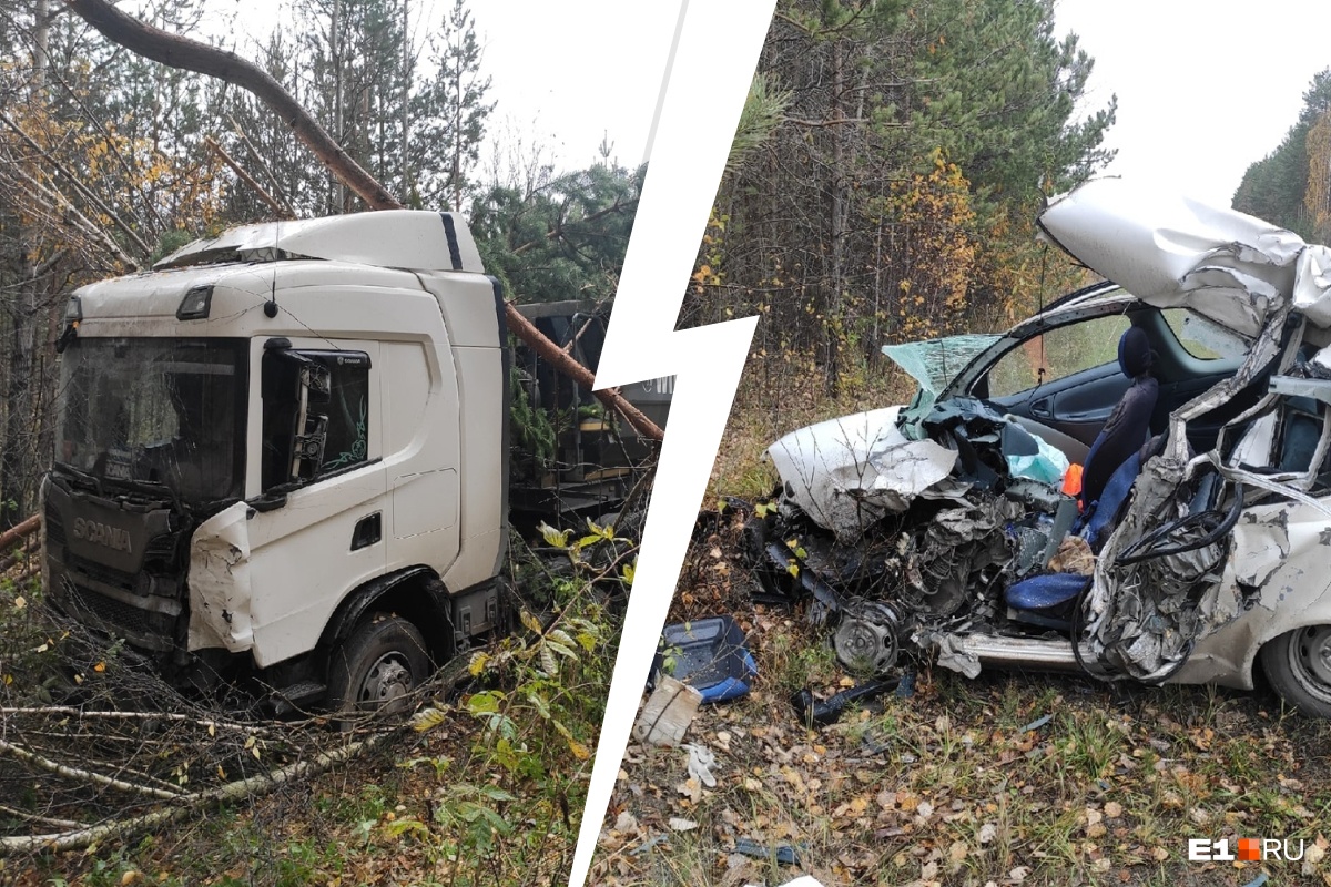 Разговаривал по телефону и вырулил на встречку: под Екатеринбургом грузовик Scania столкнулся с Toyota