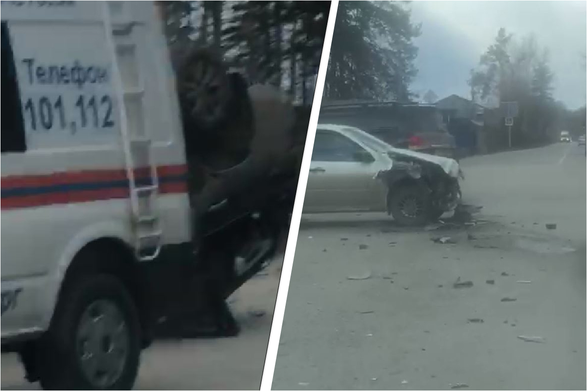На Сибирском тракте столкнулись три машины, одна перевернулась