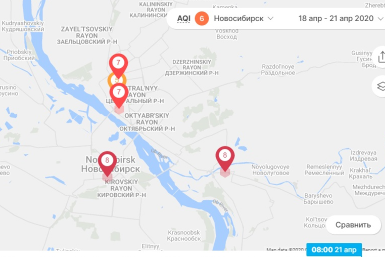 На некоторых улицах зафиксирован воздух с большим количеством примесей На некоторых улицах зафиксирован воздух с большим количеством примесей