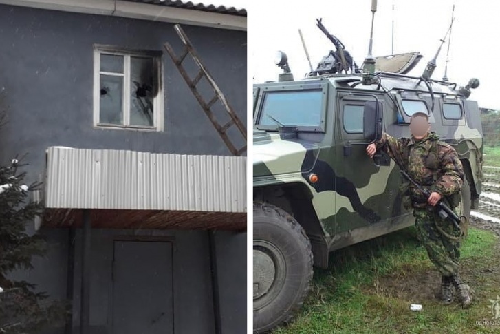 Слева — окно здания полиции, в которое попала бутылка с зажигательной смесью. Справа — фото из соцсетей подозреваемого Слева — окно здания полиции, в которое попала бутылка с зажигательной смесью. Справа — фото из соцсетей подозреваемого
