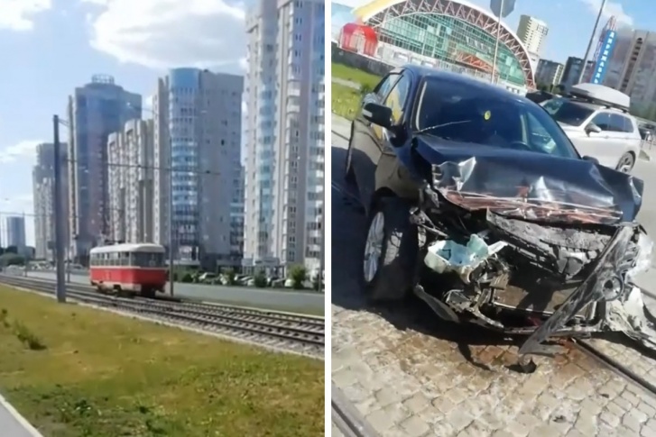 От удара у автомобиля разнесло всю переднюю часть, при этом женщина-водитель не пострадала От удара у автомобиля разнесло всю переднюю часть, при этом женщина-водитель не пострадала