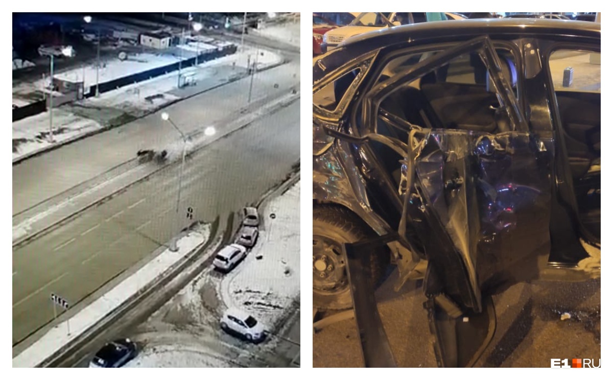 Иномарка боком таранила ограждения: момент ДТП на проспекте Сахарова попал на видео