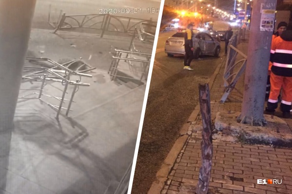 На кадрах с камеры видеонаблюдения видно, как часть железного забора упала на пострадавшую женщину На кадрах с камеры видеонаблюдения видно, как часть железного забора упала на пострадавшую женщину