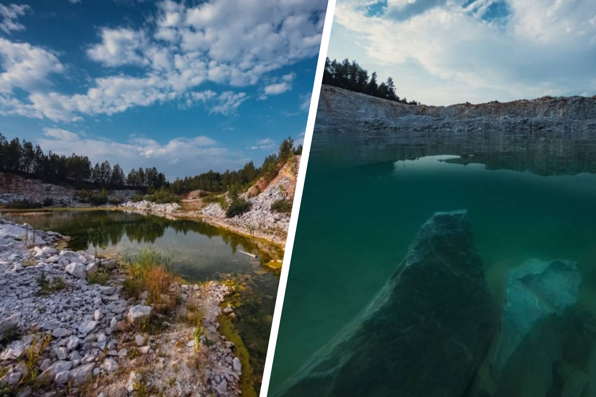 Фотограф нашёл на Урале карьер с бирюзовой водой, который красив и летом, и зимой