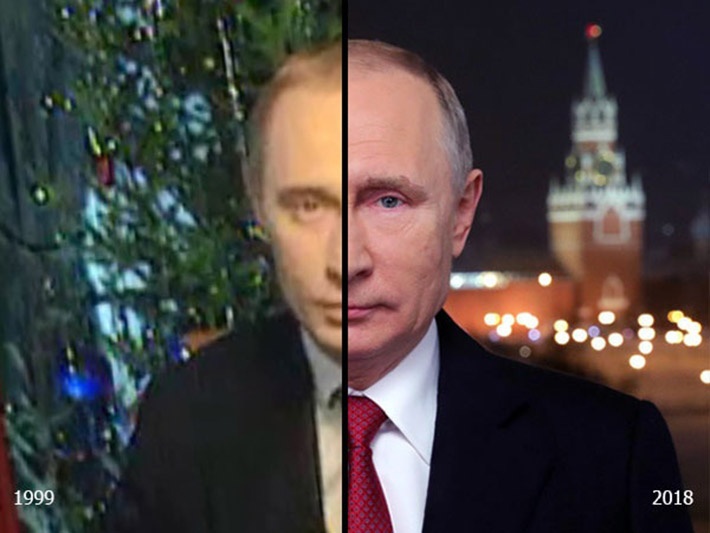 Портретная галерея важных слов: новогодние образы Владимира Путина с 1999 года по 2020