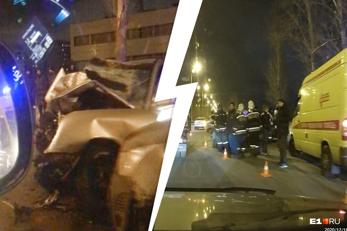 Машина всмятку: в Екатеринбурге на Объездной дороге произошло серьезное ДТП