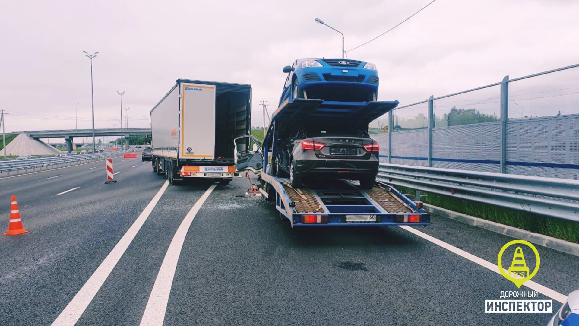 В ДТП с грузовиками на Киевском шоссе тяжело пострадал водитель автовоза