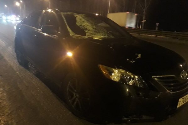 У автомобиля разбито стекло, водитель не пострадал У автомобиля разбито стекло, водитель не пострадал