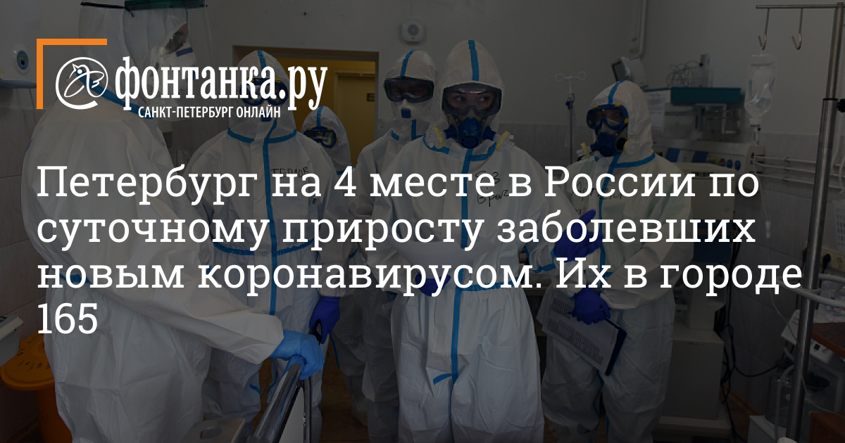 Петербург на 4 месте в России по суточному приросту заболевших новым коронавирусом. Их в городе 165