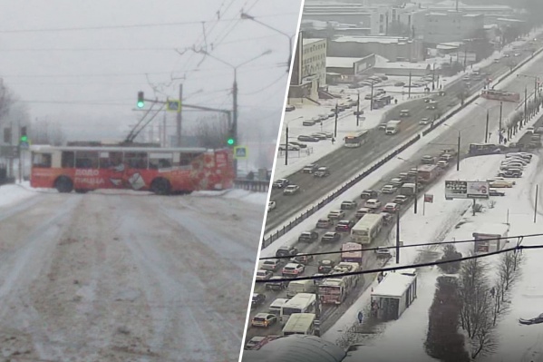 Троллейбус заблокировал движение на Московском проспекте Троллейбус заблокировал движение на Московском проспекте