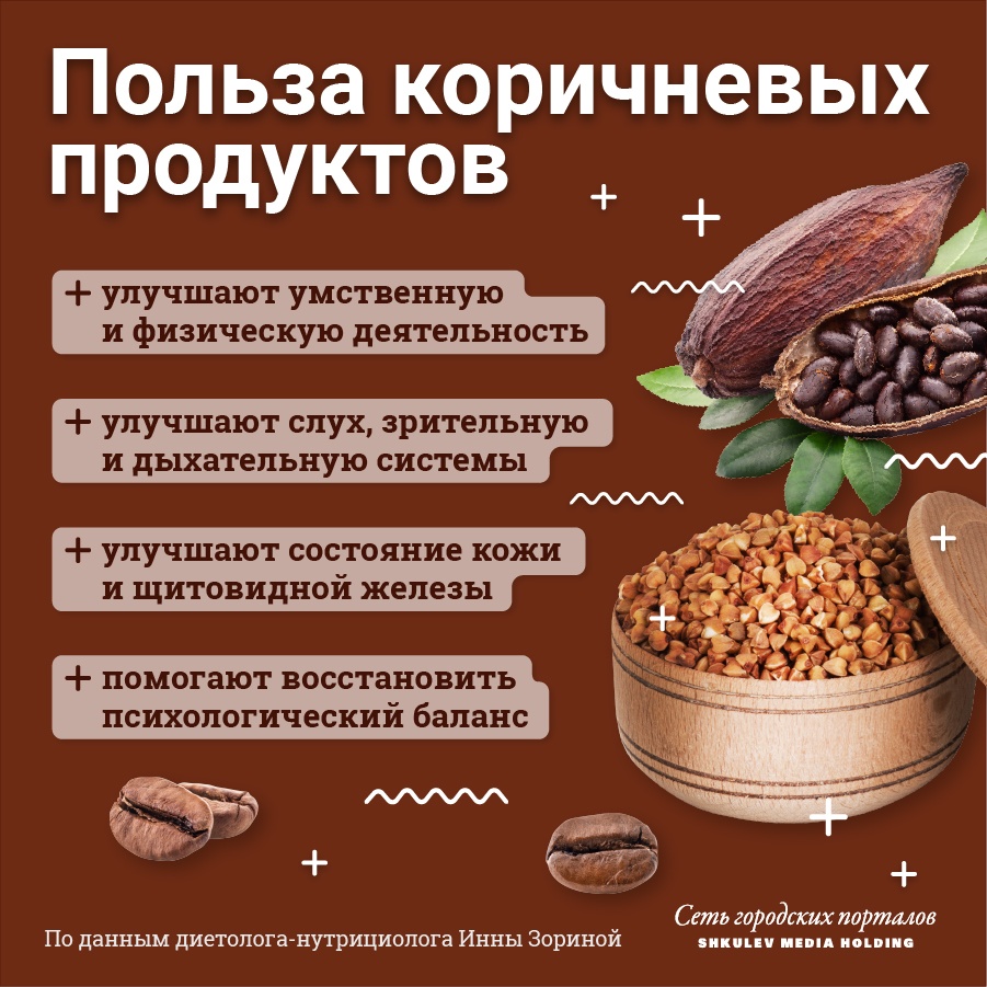 Полезные свойства коричневых продуктов