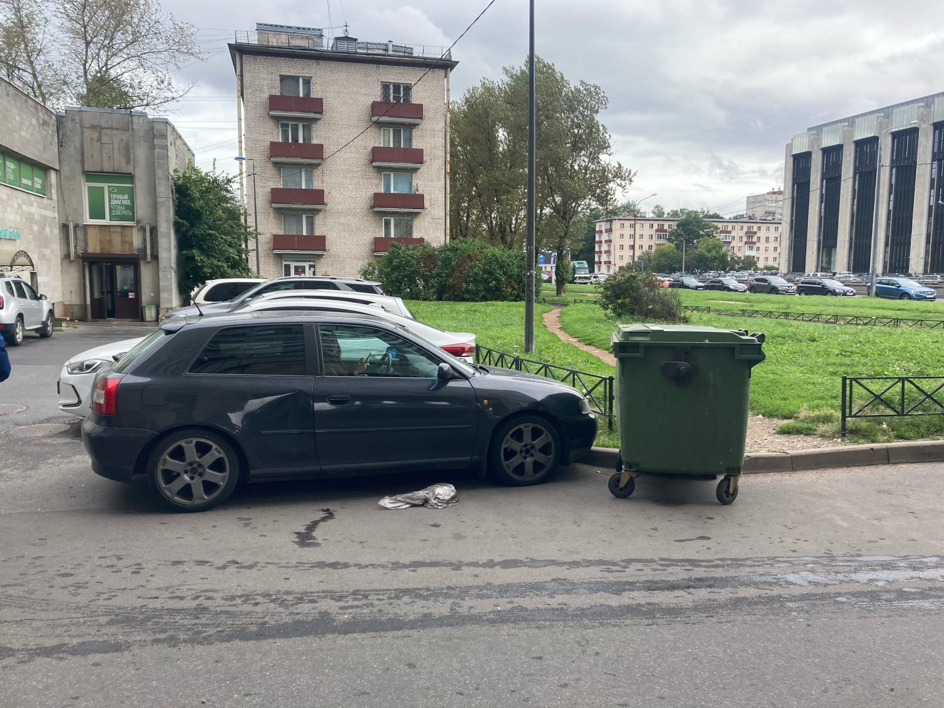 Мусорный бак на Московском проспекте отомстил за все парковки у контейнеров