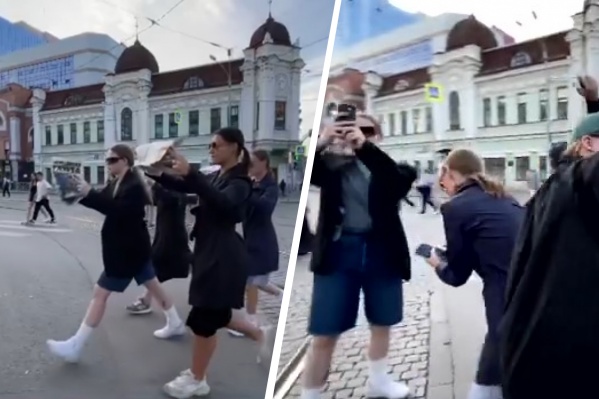 Девушек впечатлила реакция прохожих Девушек впечатлила реакция прохожих