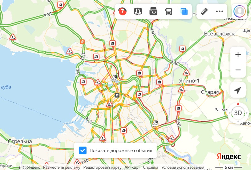 В Петербурге сильные пробки, на востоке КАД и на Народной коллапс