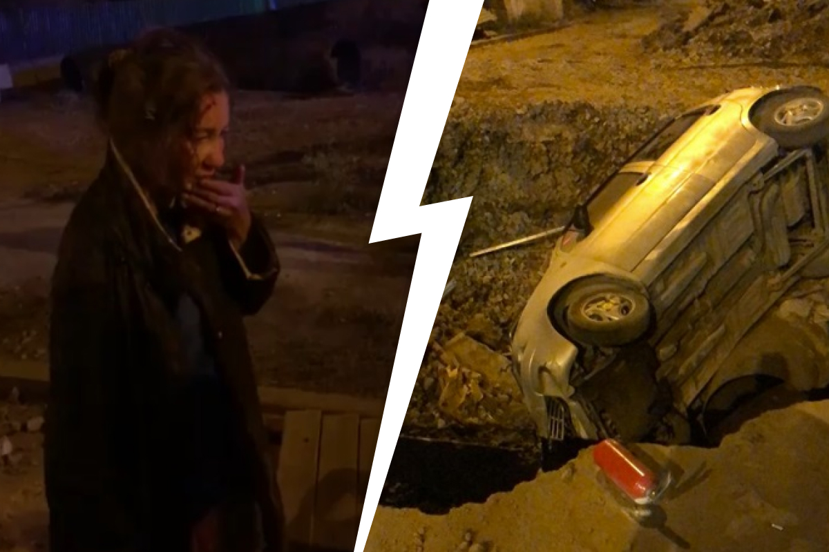 В Екатеринбурге пьяный водитель съехал в ремонтную яму. Публикуем видео последствий