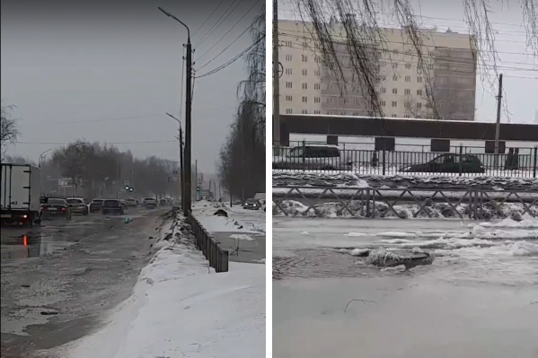 Затопило газон и дорогу Затопило газон и дорогу