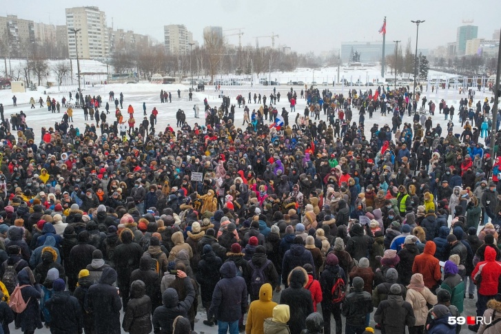 Митинг в поддержку оппозиционера Алексея Навального 23 января в Перми