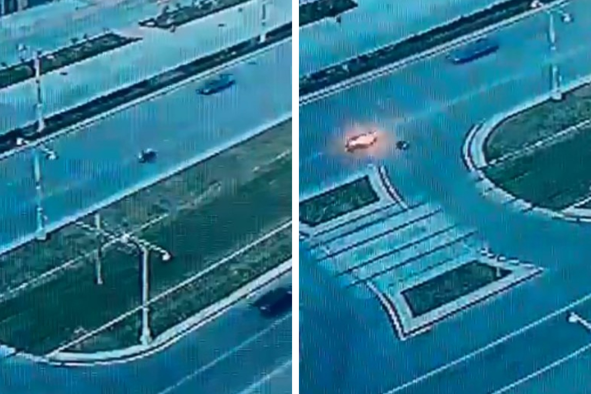 В центре Екатеринбурга произошла жуткая авария: мотоцикл загорелся во время гонки с легковушкой. Видео