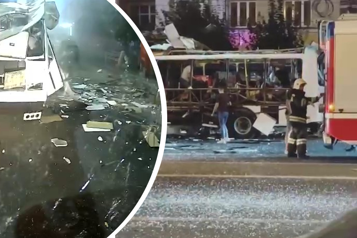 Момент взрыва автобуса в Воронеже попал на видео, число пострадавших выросло до 18