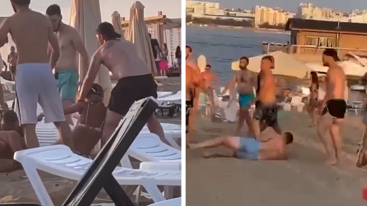 Шезлонги летели в стороны: драка на пляже «Прорана» попала на видео
