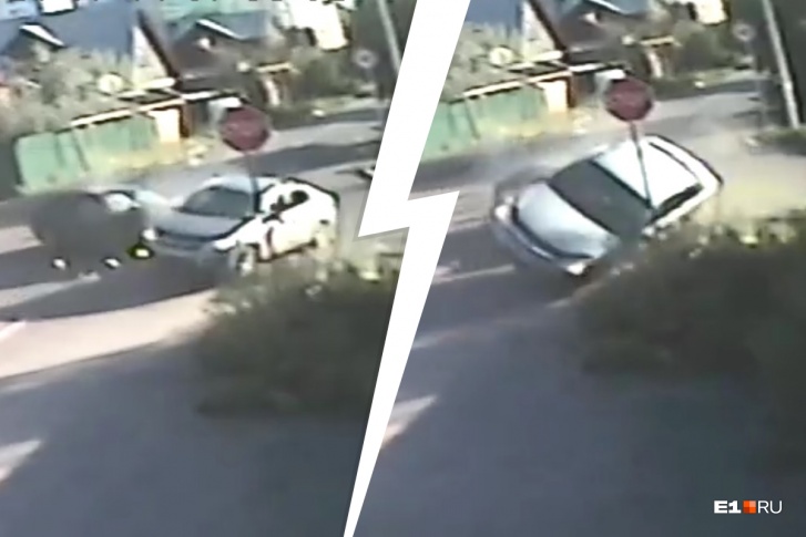 Один автомобиль чуть не опрокинулся, второй задымился Один автомобиль чуть не опрокинулся, второй задымился