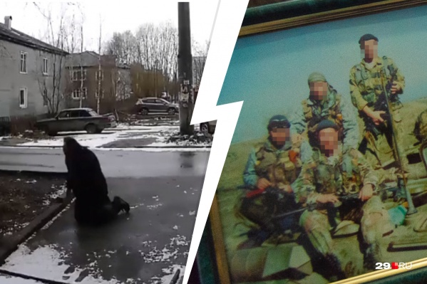Слева пострадавший в собственном дворе. Справа памятное фото из семейного архива с подписью на обороте: «ОМОН — сила! От боевых товарищей» Слева пострадавший в собственном дворе. Справа памятное фото из семейного архива с подписью на обороте: «ОМОН — сила! От боевых товарищей»