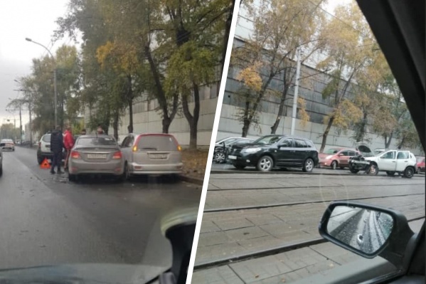 Авария блокировала движение не только автомобилей, но и трамваев Авария блокировала движение не только автомобилей, но и трамваев