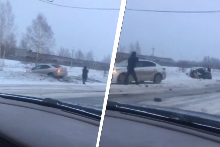 Последствия столкновения попали на видео читателя НГС Последствия столкновения попали на видео читателя НГС