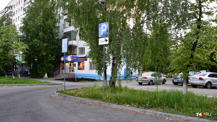 Парковка на улице Молодогвардейцев: знак частично закрыт веткой
