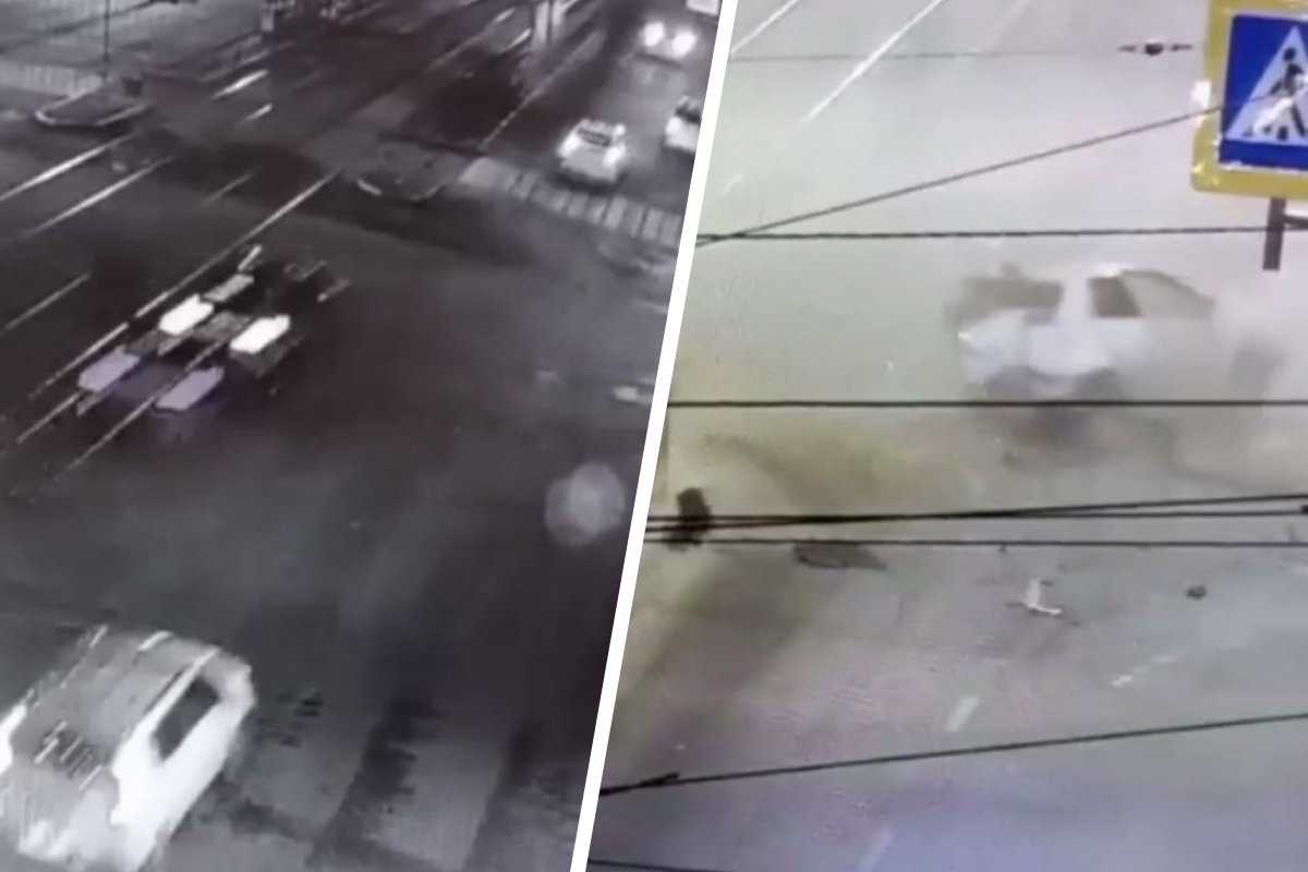 BMW наскочил на бортовой камень и вылетел в попутный транспорт: появилось видео жесткого ДТП на Малышева