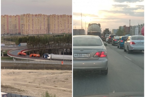 Движение остановилось на пересечении Московского тракта и объездной дороги Движение остановилось на пересечении Московского тракта и объездной дороги