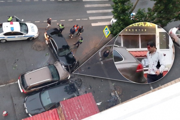 На фото — водитель иномарки, устроивший аварию. Он получил травму головы, но, не дождавшись врачей, уехал с места аварии На фото — водитель иномарки, устроивший аварию. Он получил травму головы, но, не дождавшись врачей, уехал с места аварии