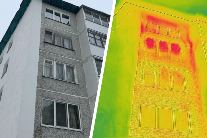 Этот дом исследовали с тепловизором. Красные зоны вокруг оконных рам — это так называемые «мостики холода», через которые теряется тепло Этот дом исследовали с тепловизором. Красные зоны вокруг оконных рам — это так называемые «мостики холода», через которые теряется тепло