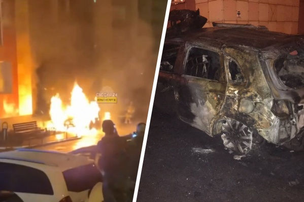 Огнем уничтожено два автомобиля Огнем уничтожено два автомобиля