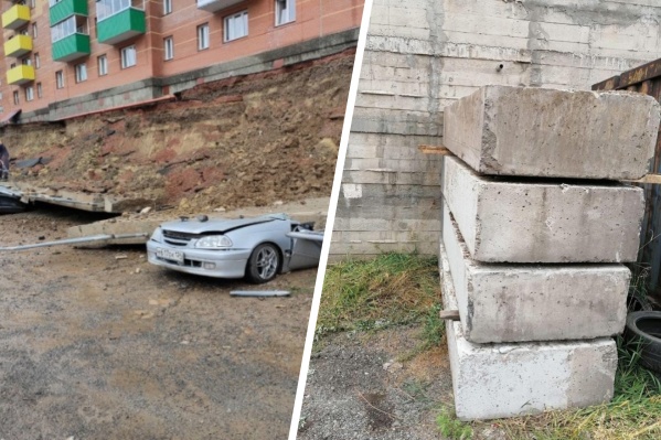 Оставшуюся часть подпорной стены «обезопасили» при помощи блоков Оставшуюся часть подпорной стены «обезопасили» при помощи блоков
